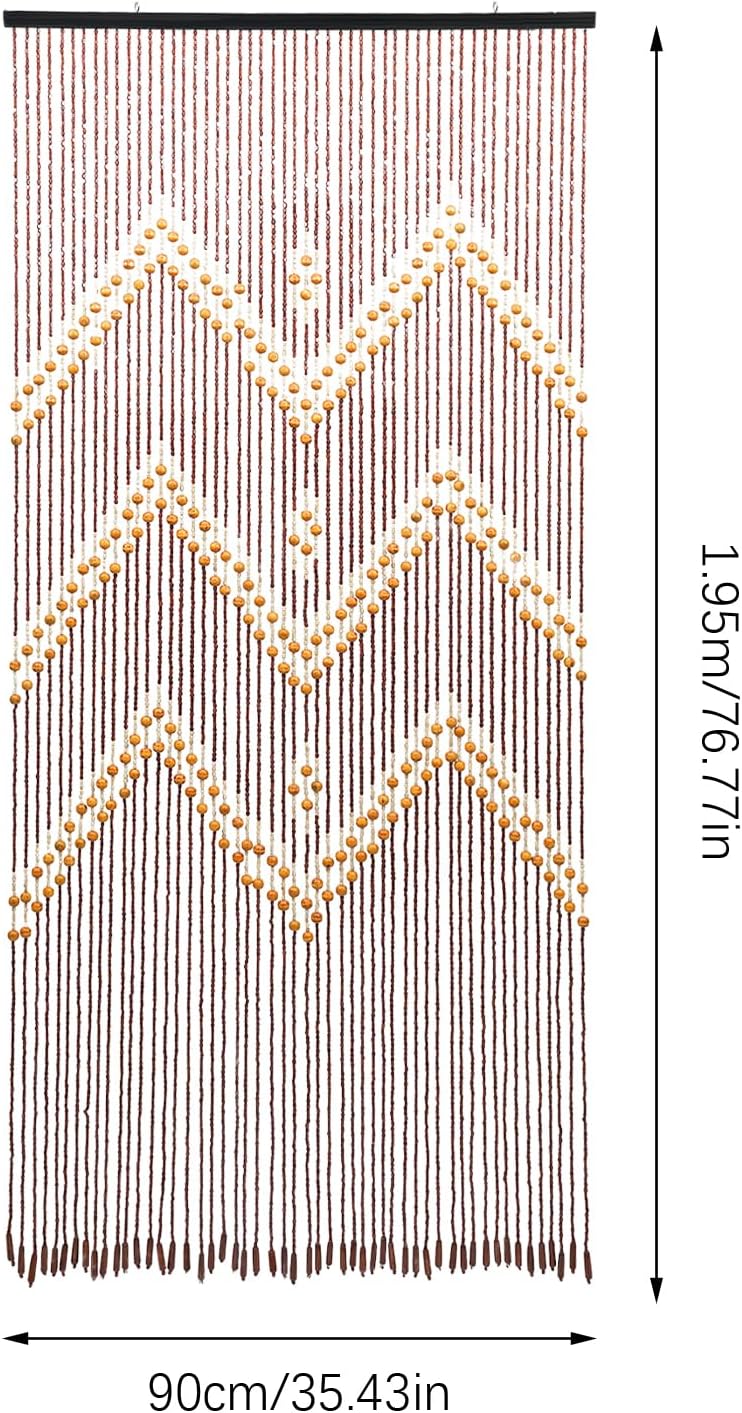 Natural Wood Bamboo Door Beaded Curtain with 52 Beads