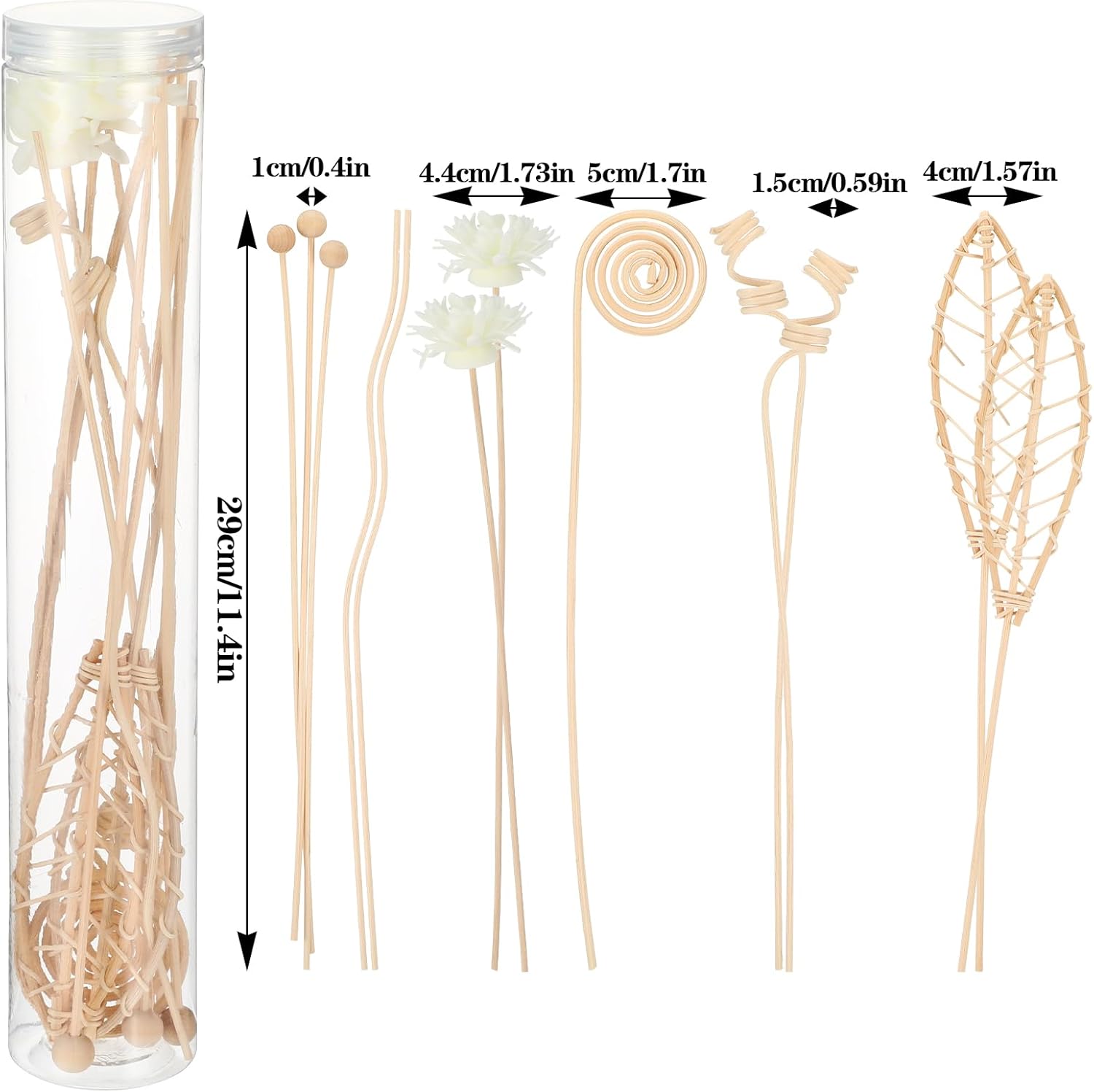 Heclia Reed Diffuser Sticks 12pcs Natural Rattan Fragrance Set