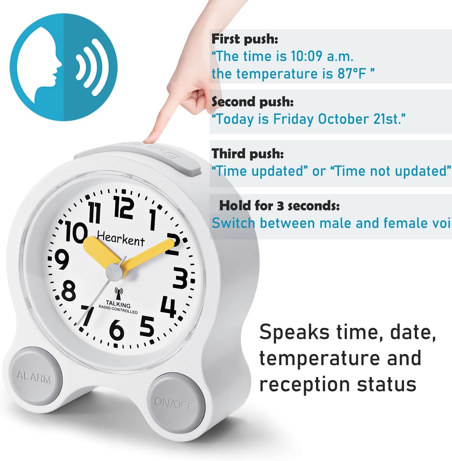 Hearkent Atomic Talking Clock with Snooze and Light