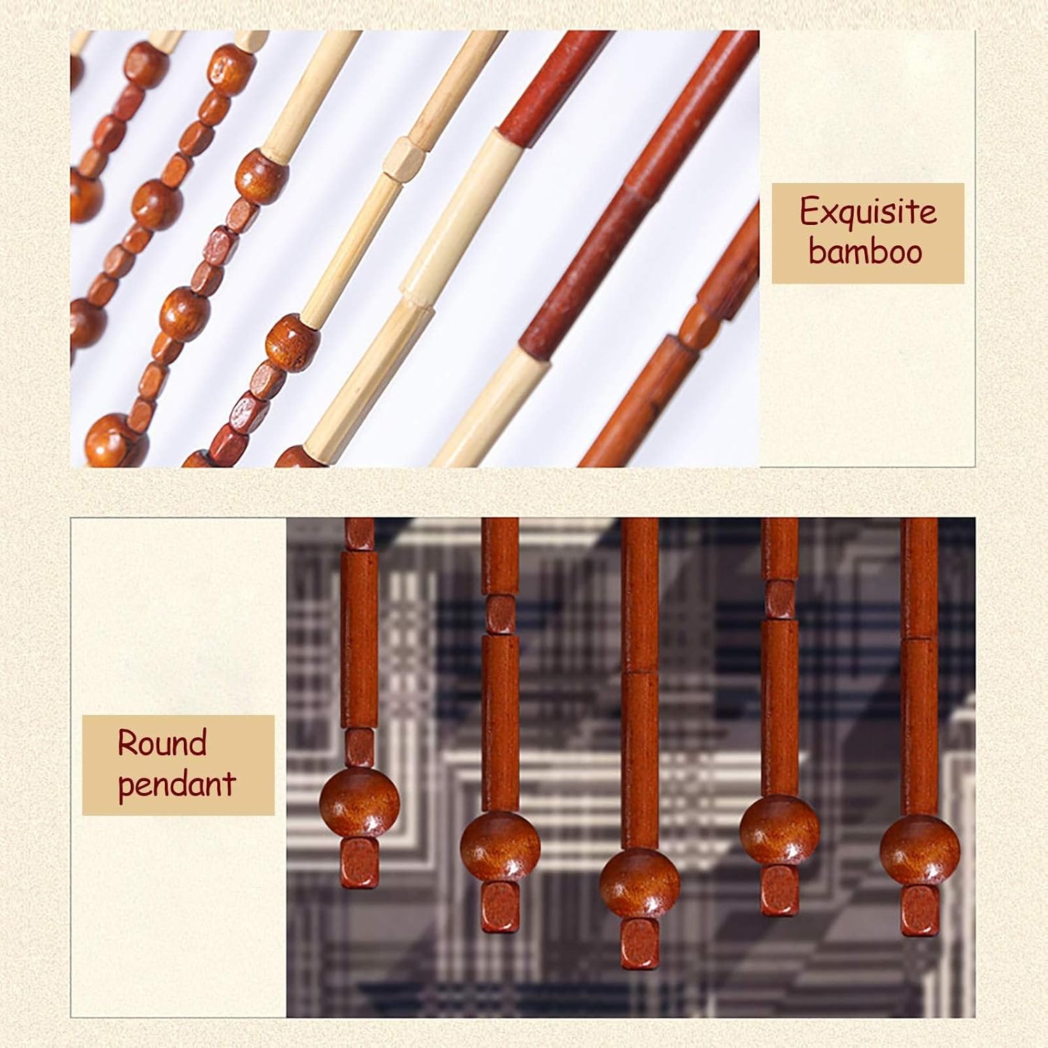 CNCEST Wooden Bead Curtain 90x175cm 27 Lines