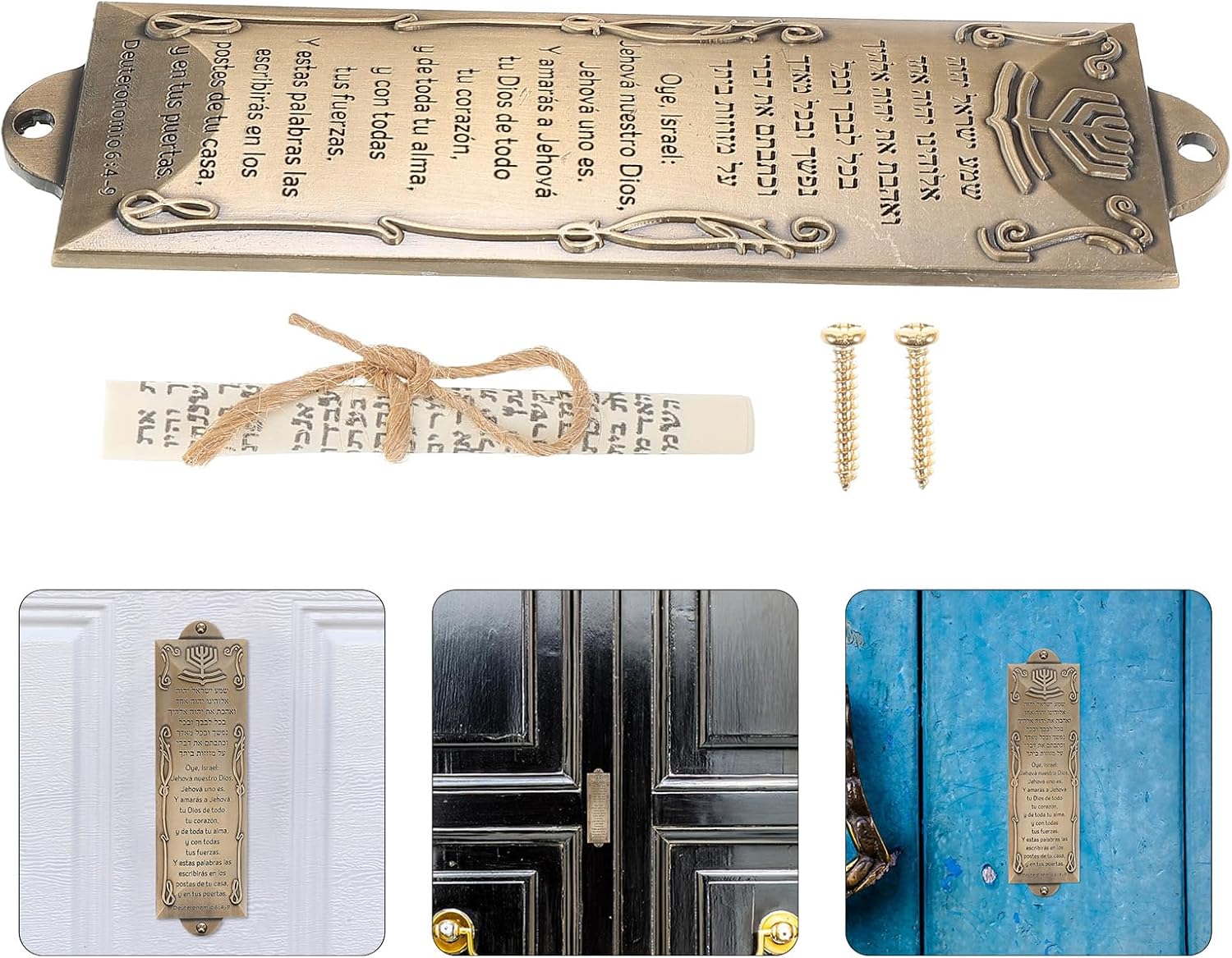 LUOZZY Metal Mezuzah Case with Scroll