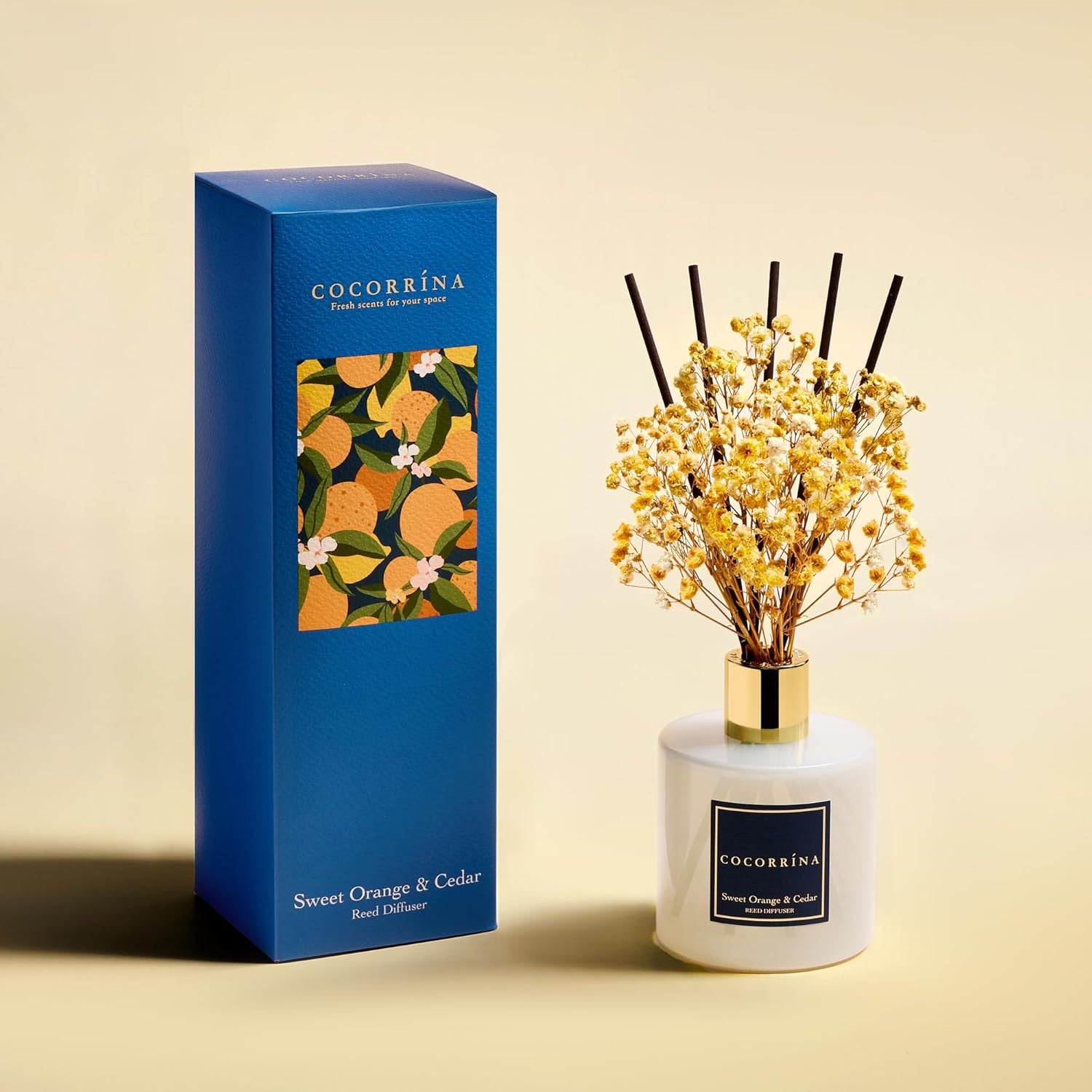 COCORRINA Reed Diffuser Sweet Orange Cedar 67 Fl Oz Set