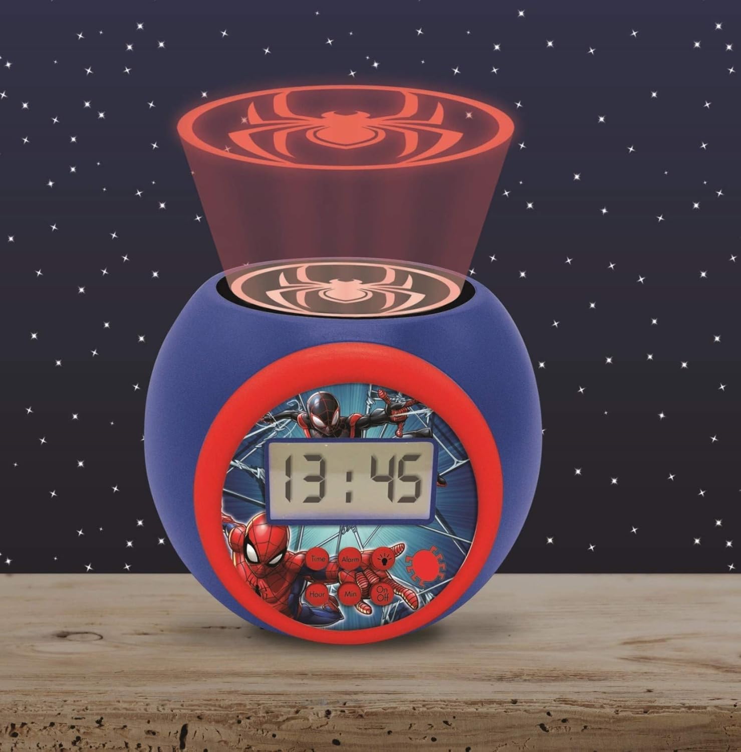 LEXiBOOK Marvel Spider-Man Projector Alarm Clock with Snooze and Night Light