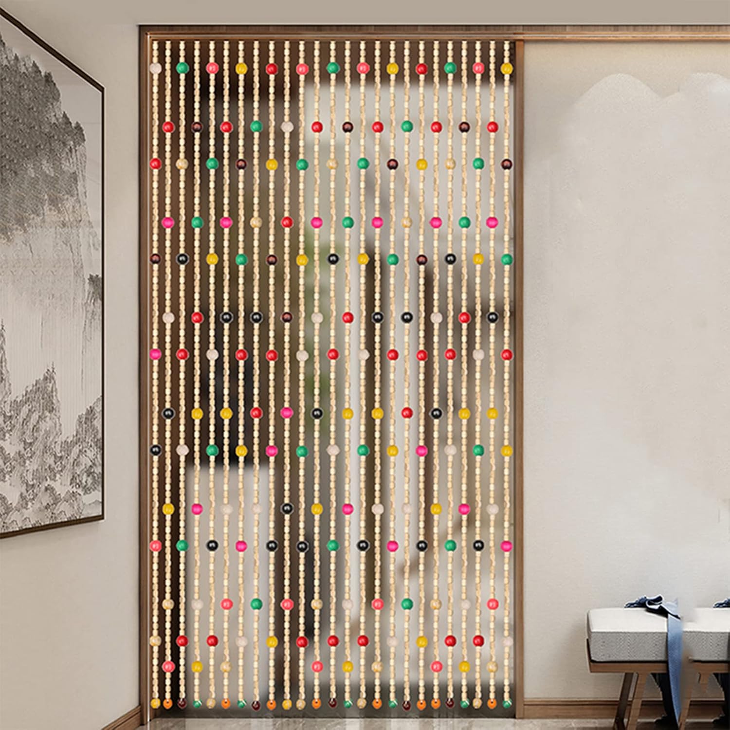 Natural Bamboo Door Beads Curtain Panel