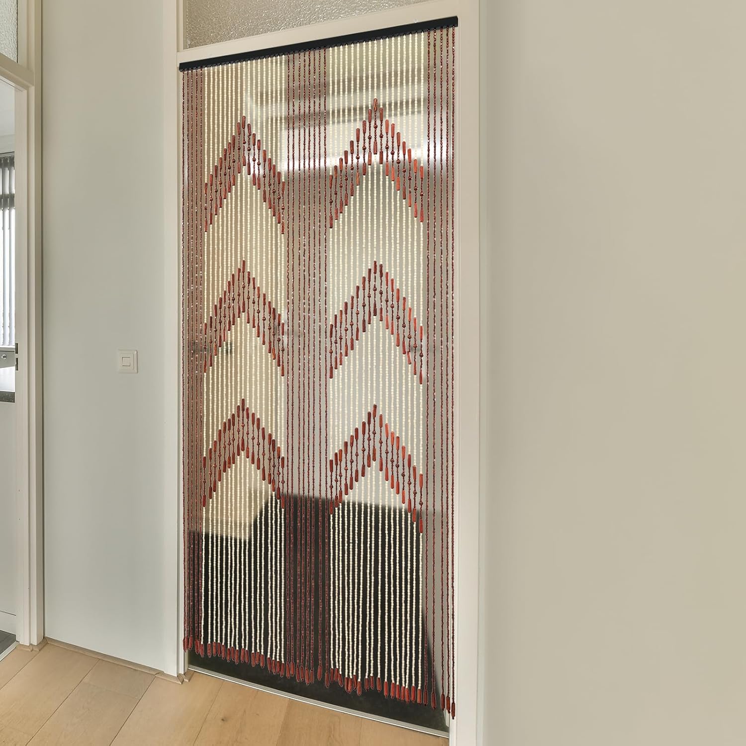Bamboo Beaded Curtain Door Divider 75x35 Brown 52 Strands