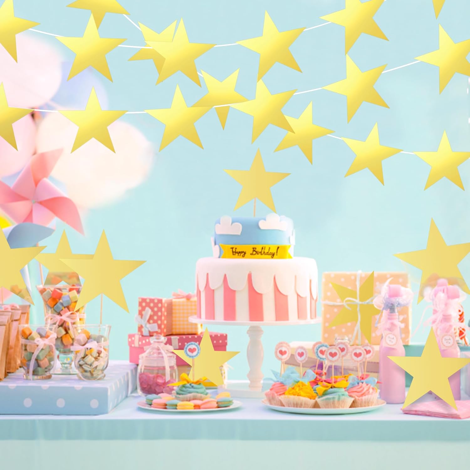 46 PCS Glitter Gold Star Cutouts for Party Decor