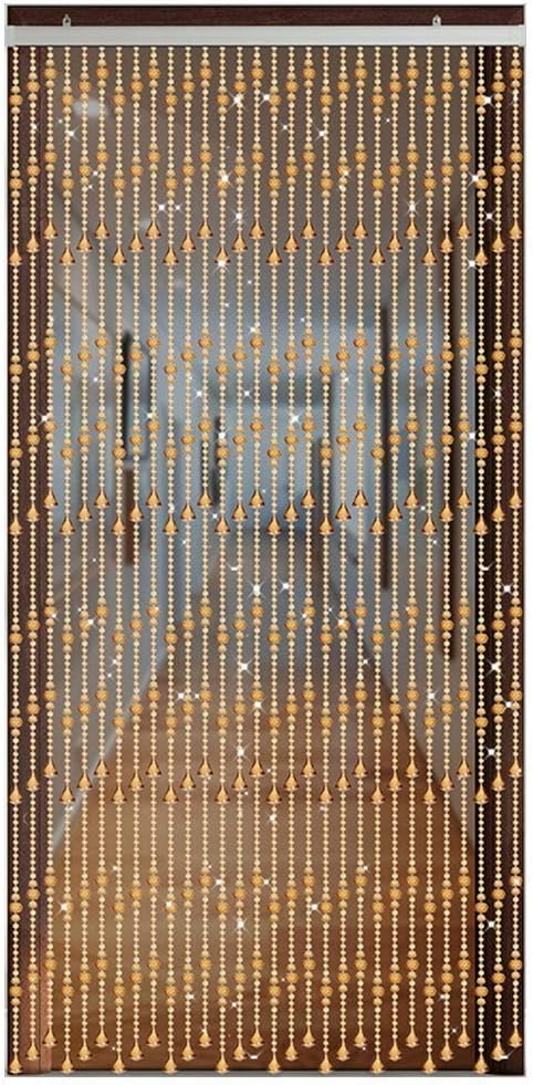 OKUOKA Gold Beaded Curtain Panel 100cmx215cm 50 Strands