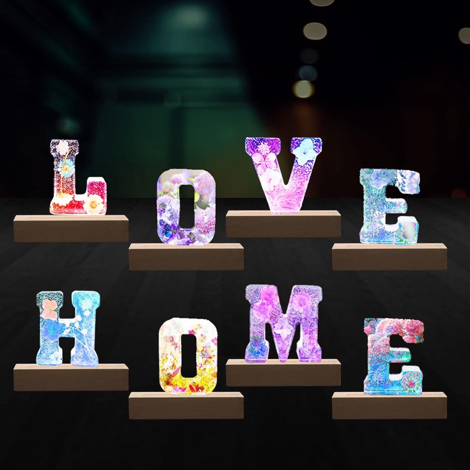 59 Inch Wooden Rectangle LED Light Base Stand