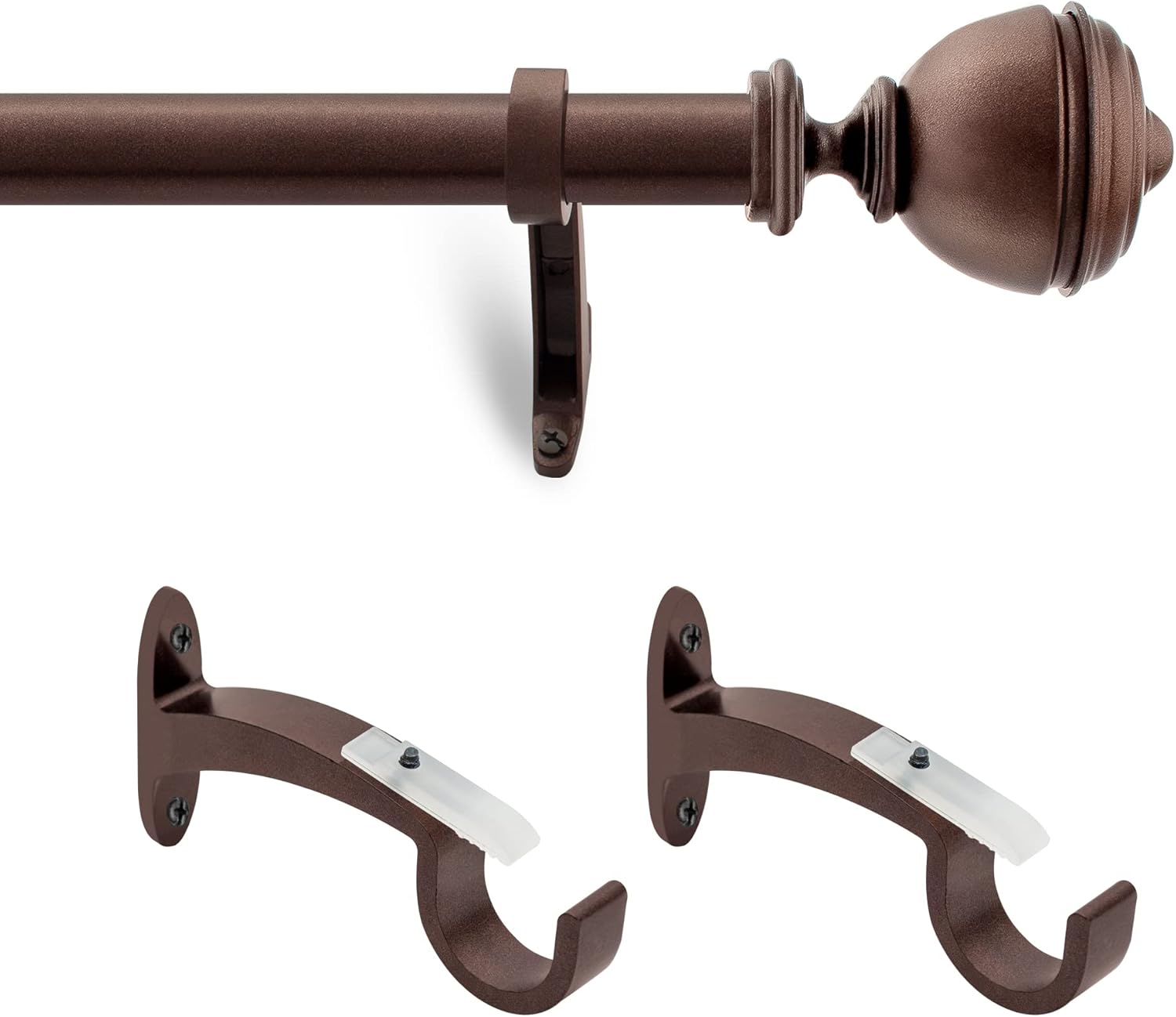 Deco Window Adjustable Brown Curtain Rod 36-66 Inches