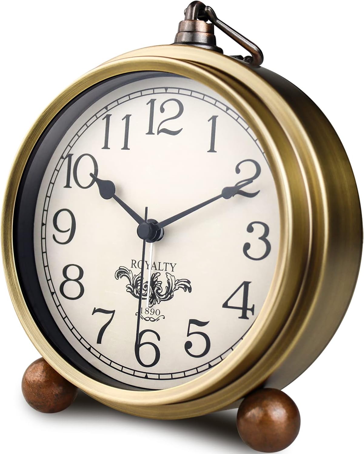 NEOTEND Gold Desk Alarm Clock with Metal Base