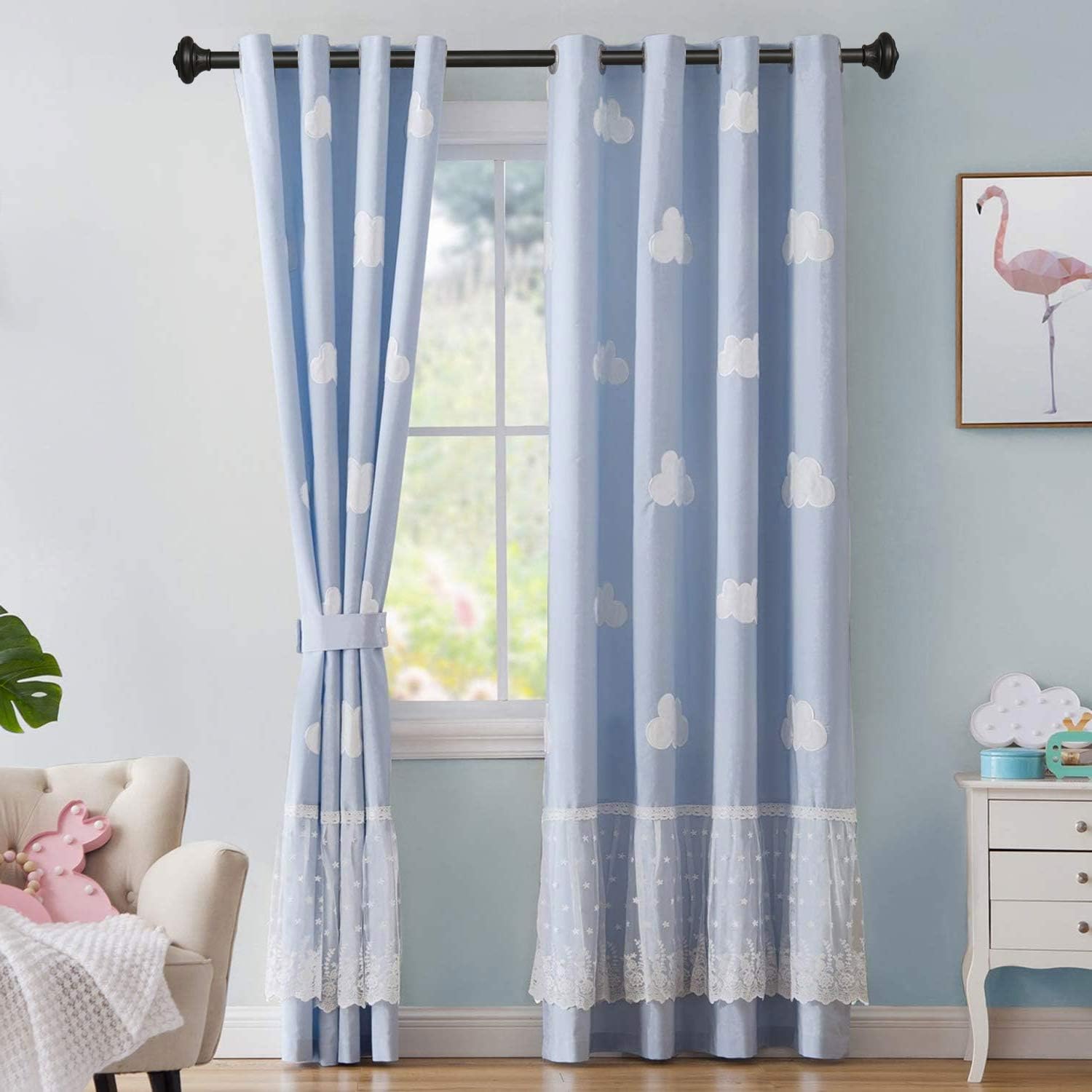 Kemmie 1 Inch Curtain Rod with Urn Finials Black