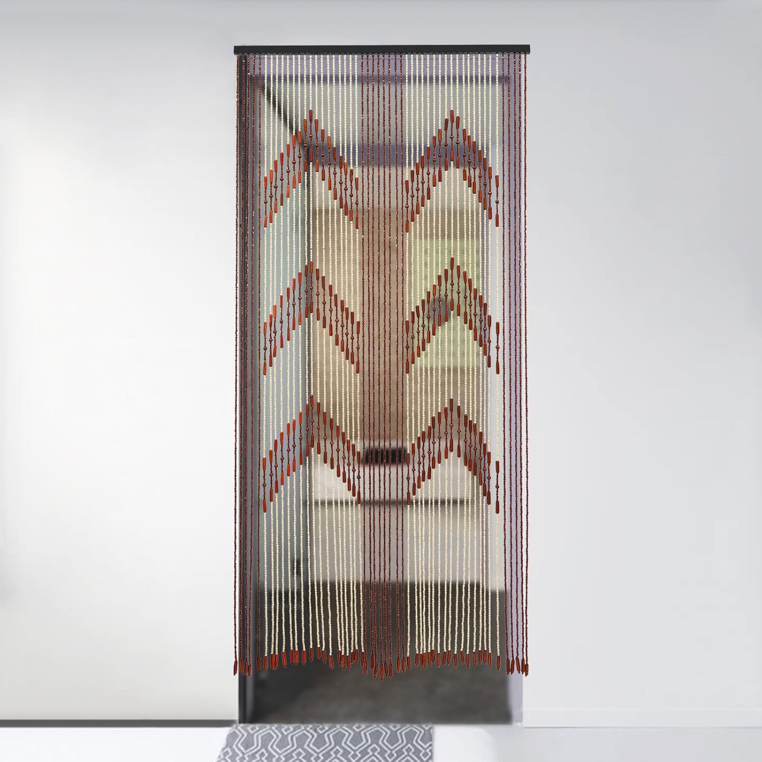 Bamboo Beaded Curtain Door Divider 75x35 Brown 52 Strands