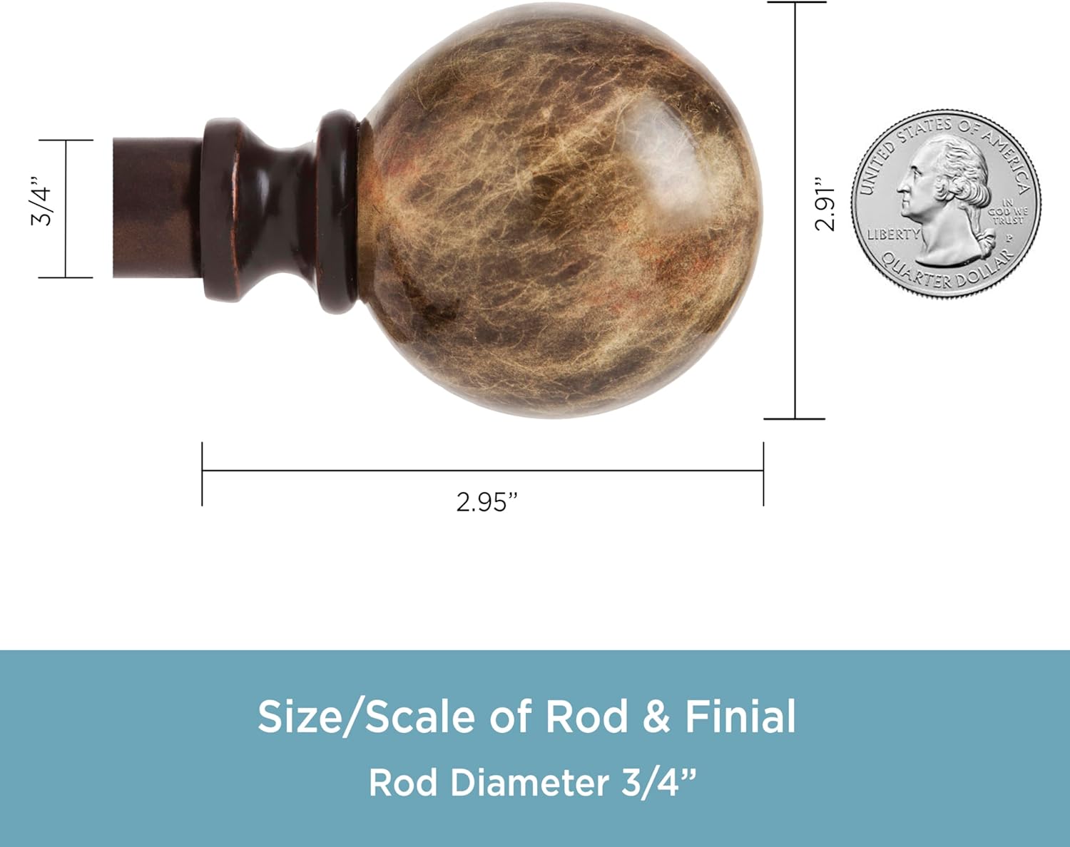 Kenney KN80437 Marble Ball End Window Curtain Rod