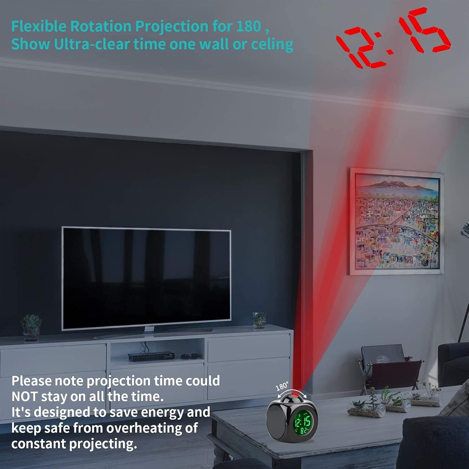 Voice Talking LED Time Temperature Alarm Clock for Bedroom and Office - Black