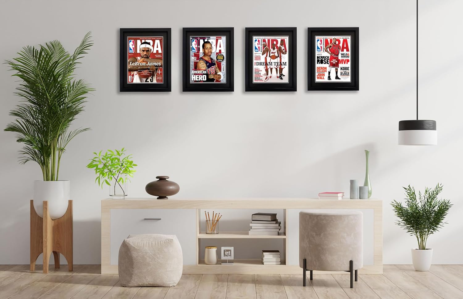 2 Pack Sports Magazine Frame with Black Matting and Hangers