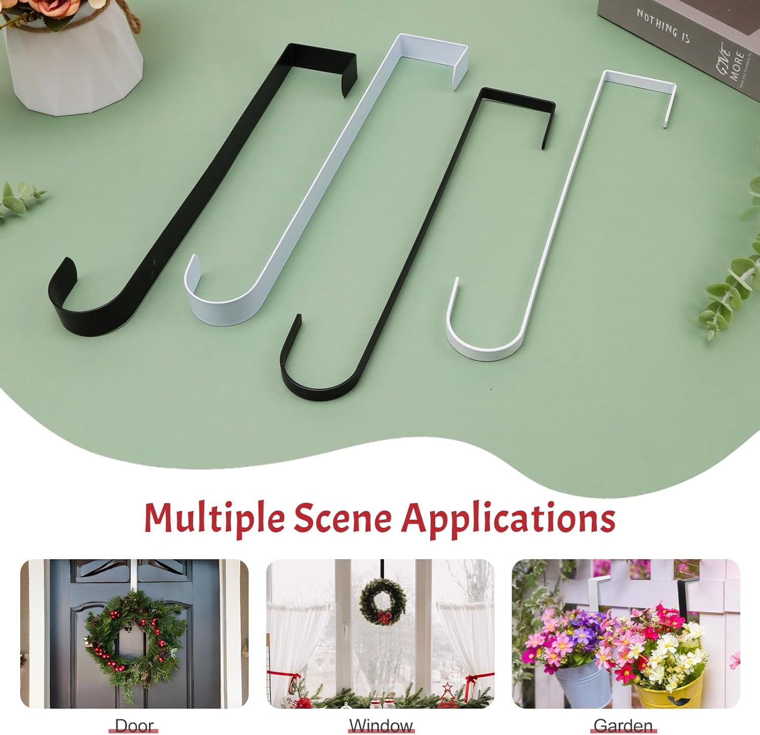 12 Inch Narrow White Wreath Hanger for Front Door