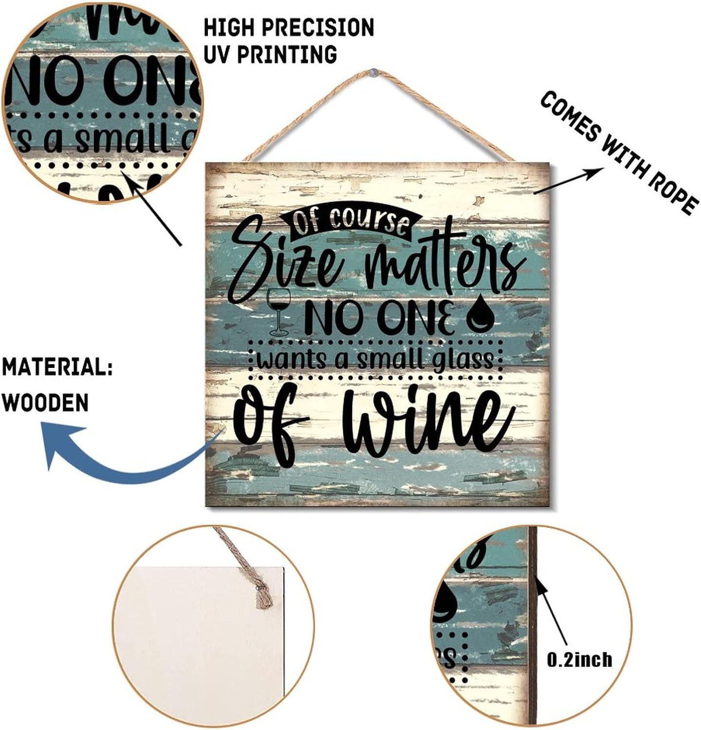 Wooden Wine Glass Sign 12x12 Farmhouse Wall Decor