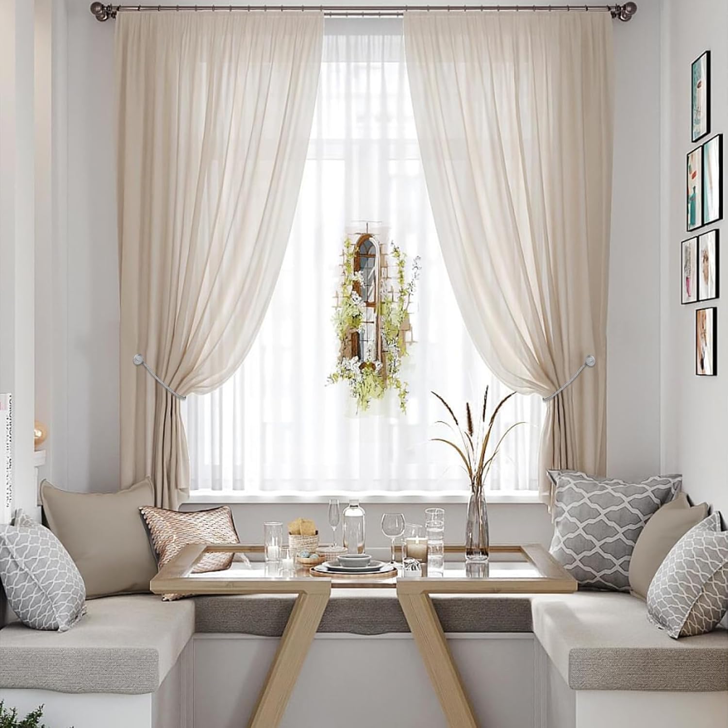 4pcs Strong Magnetic Curtain Holdbacks with Woven Design