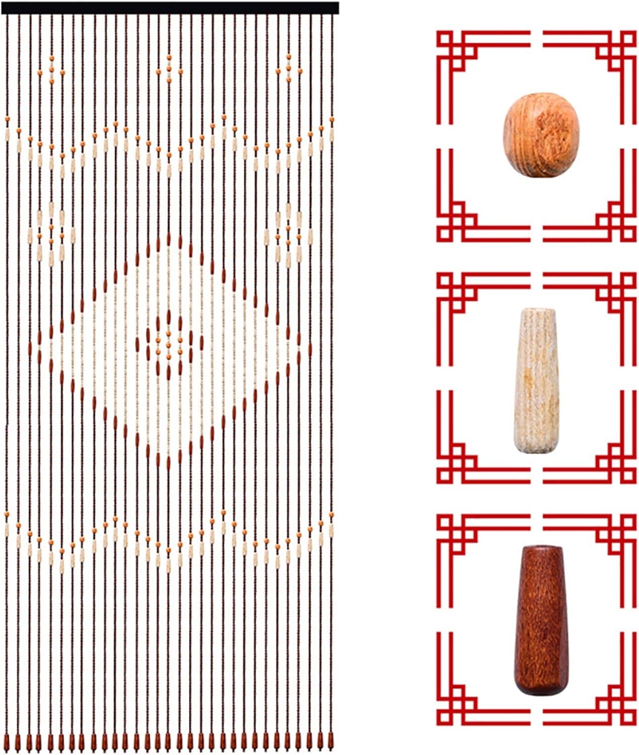 Wood Beaded Curtain with 31 Lines for Home Decor