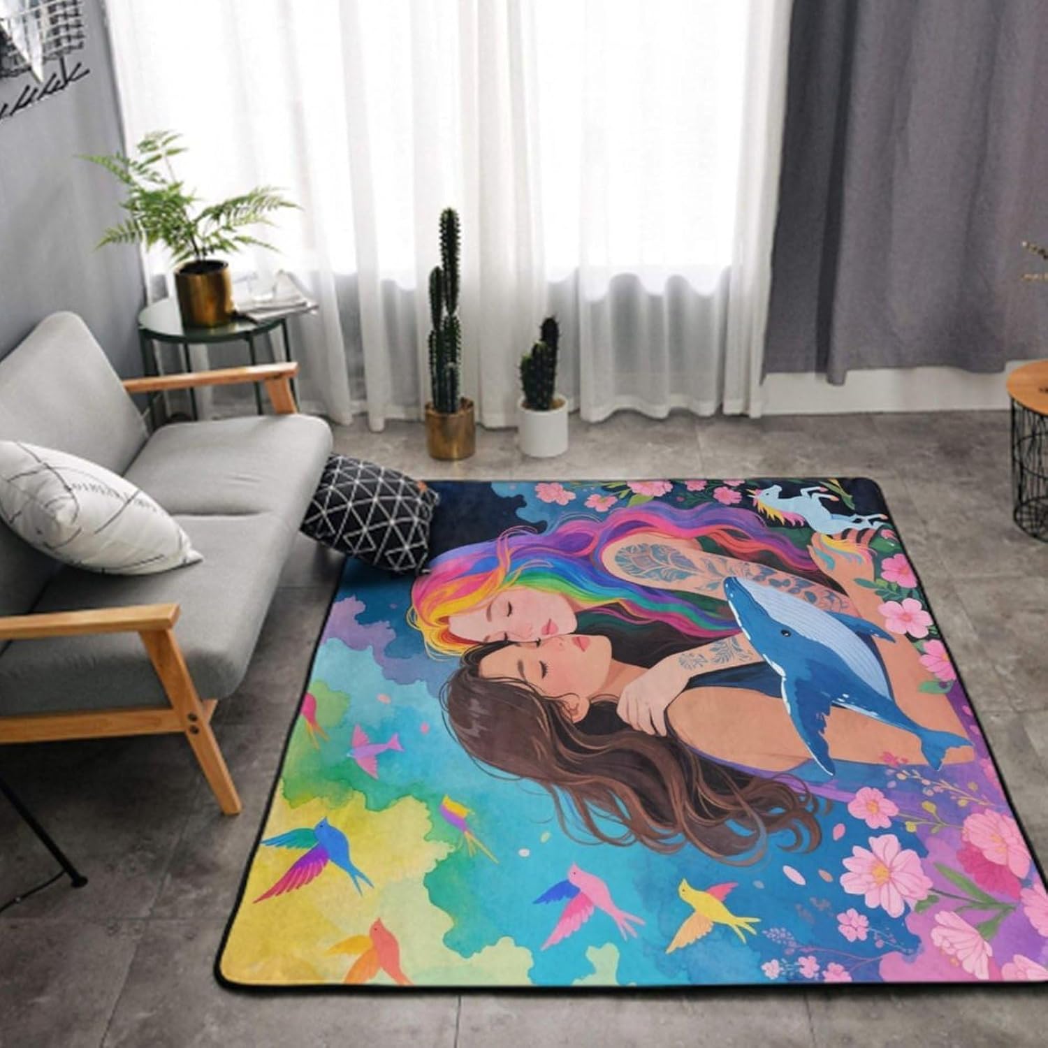 Gothic Gothic Girl Lace Love Area Rug with Memory Foam