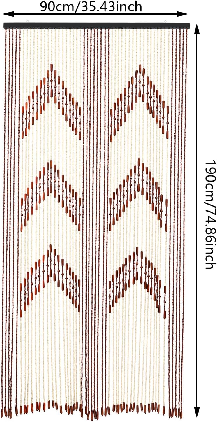 Oiveinya Bamboo Wood Beaded Curtain 52 Strings
