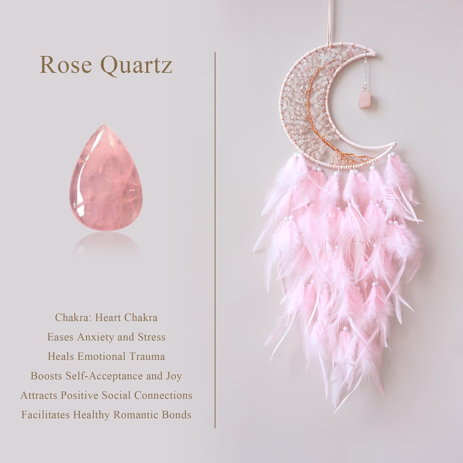 Moon Dreamcatcher with Pink Crystal Tree