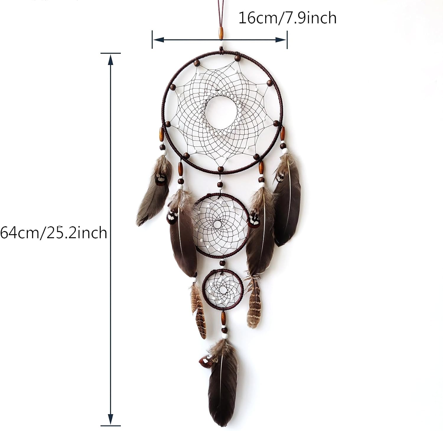 Brown Dream Catcher Large Wall Decor Handmade Feathers