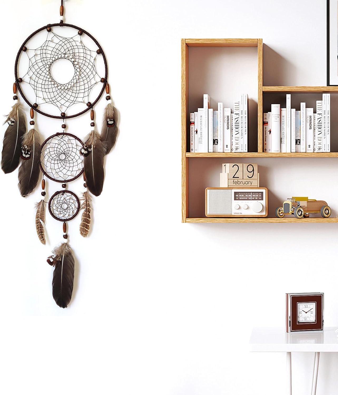 Brown Dream Catcher Large Wall Decor Handmade Feathers