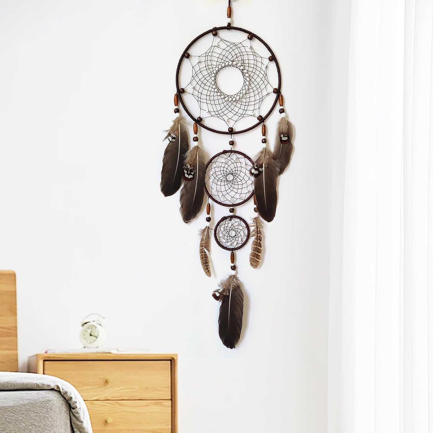 Brown Dream Catcher Large Wall Decor Handmade Feathers