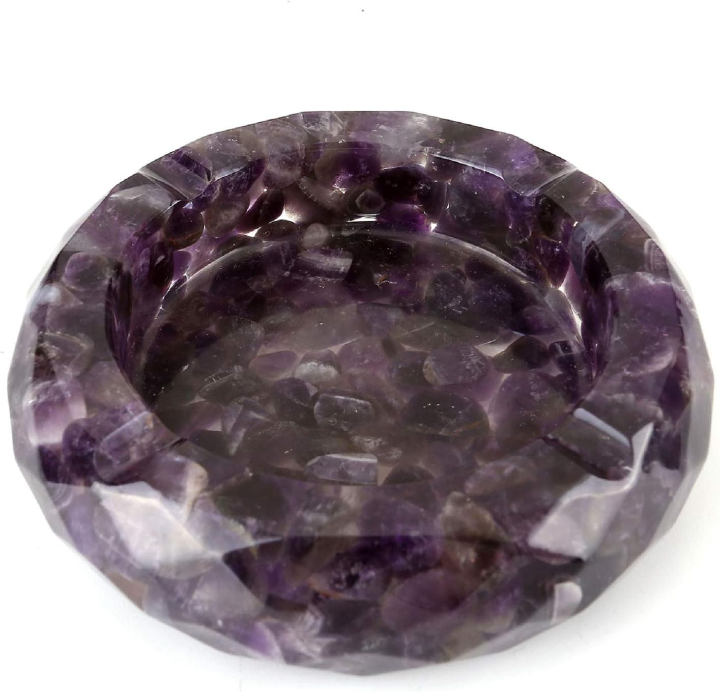 Yoption Amethyst Crystal Ashtray with Tumbled Stones