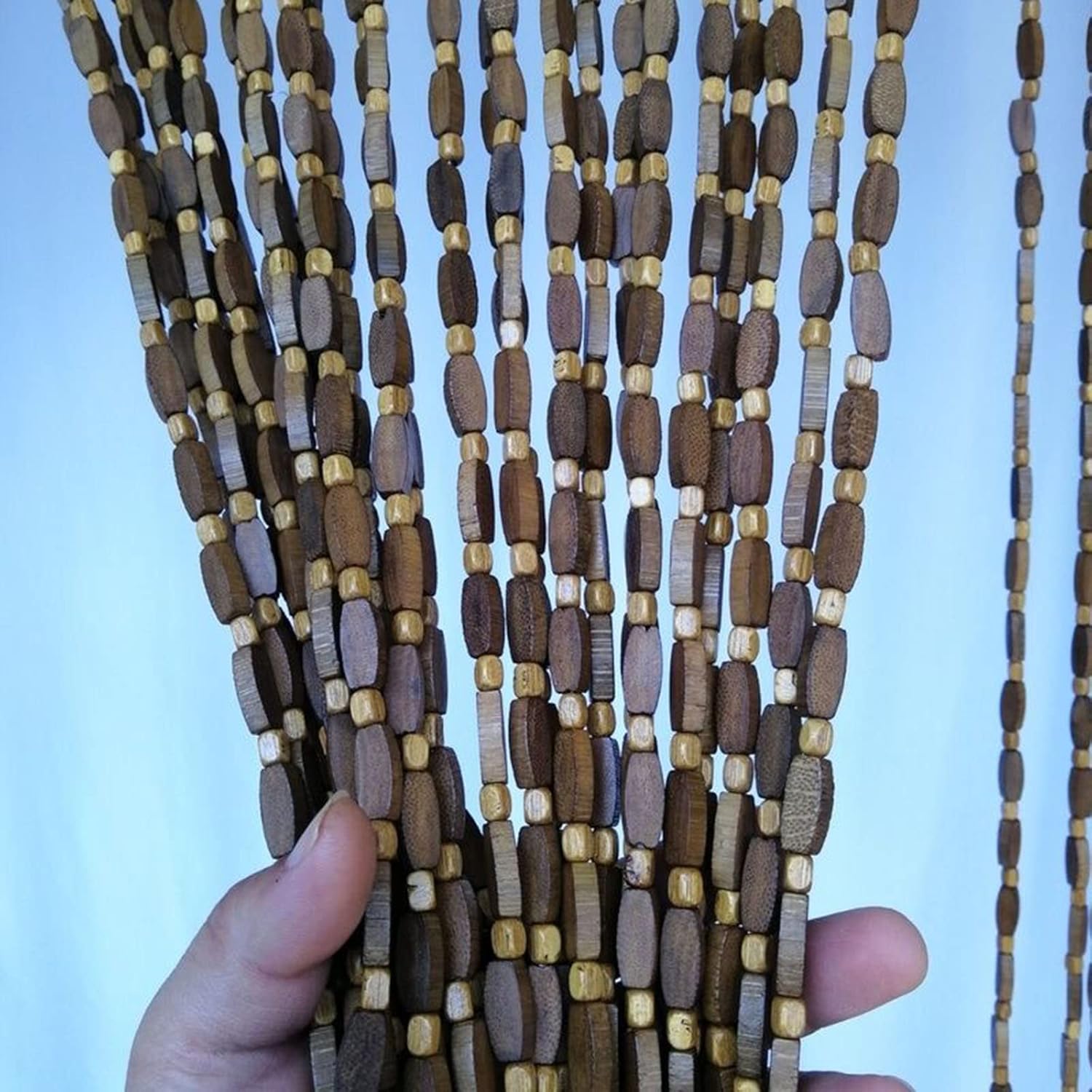 LEOSXA Beaded Door Curtain Bamboo Beads Decorative Partition