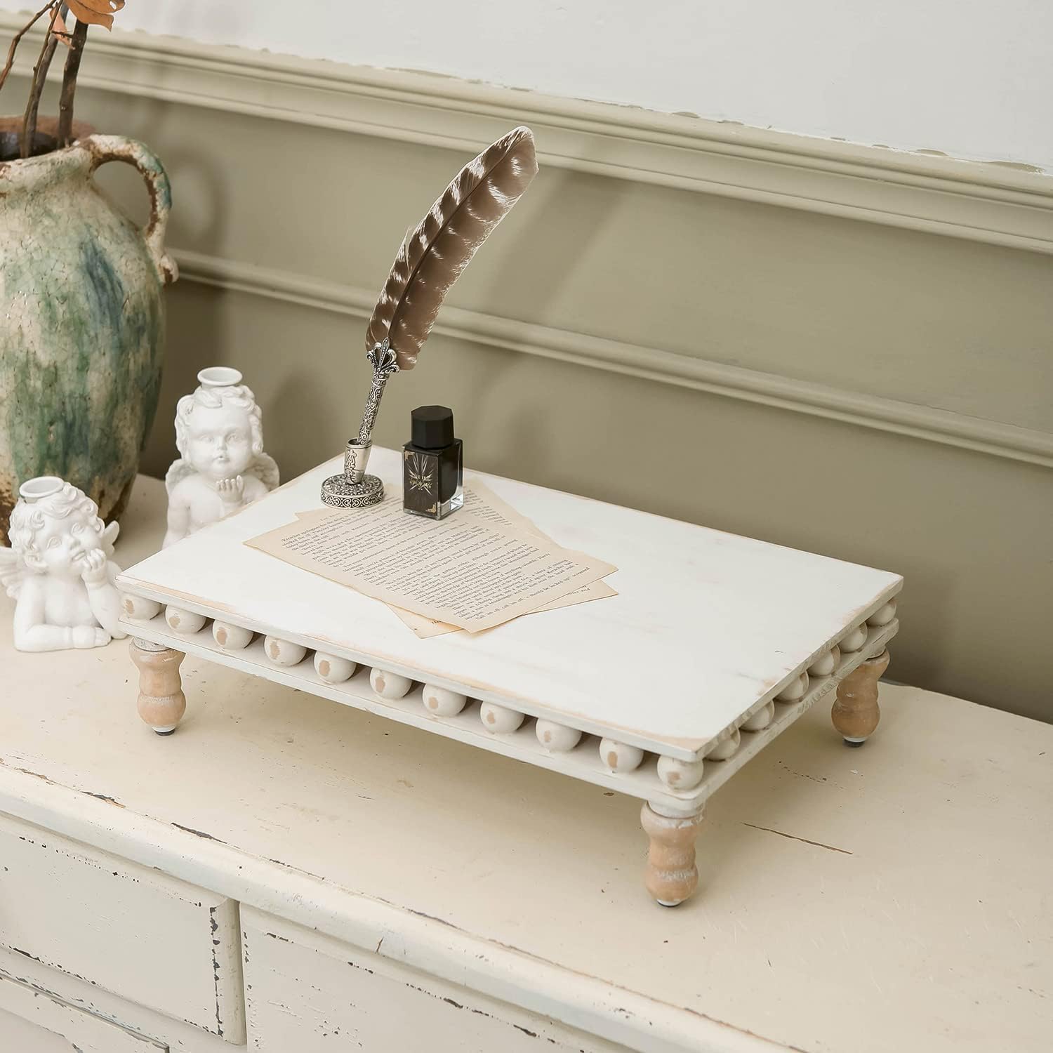 Farmhouse Beaded Risers Display Stands for Kitchen Counter