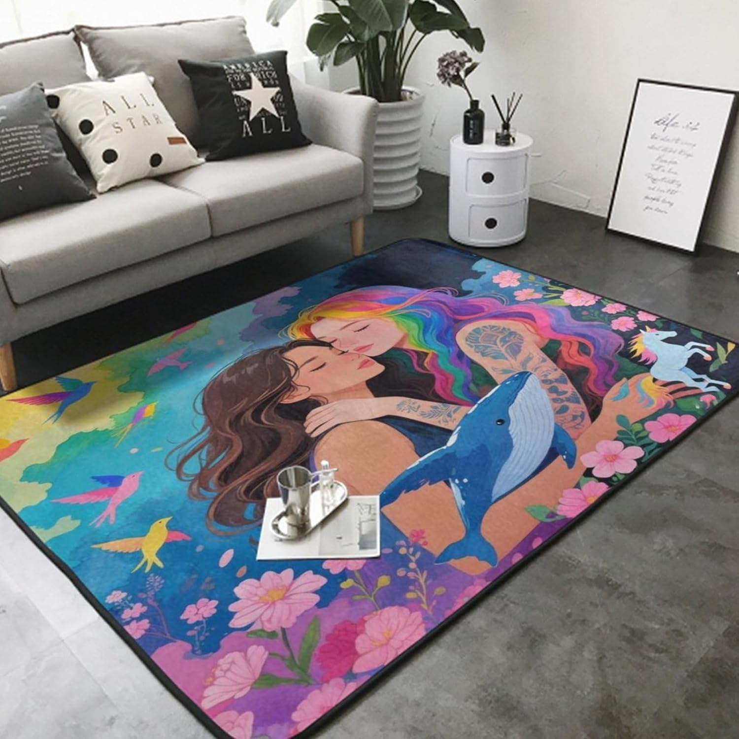 Gothic Gothic Girl Lace Love Area Rug with Memory Foam