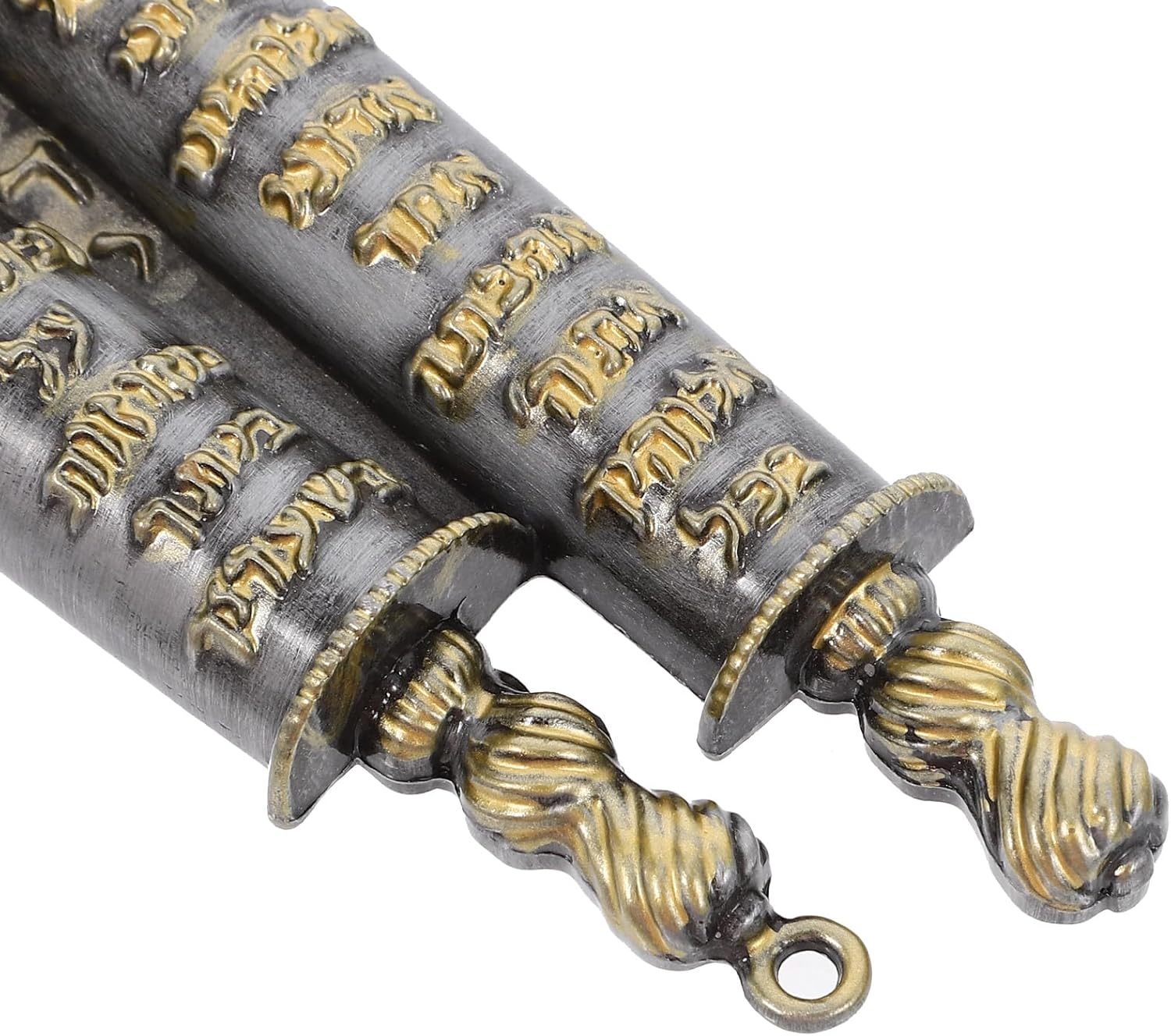 LUOZZY 2pcs Metal Mezuzah Cases Deep Gray Golden Text