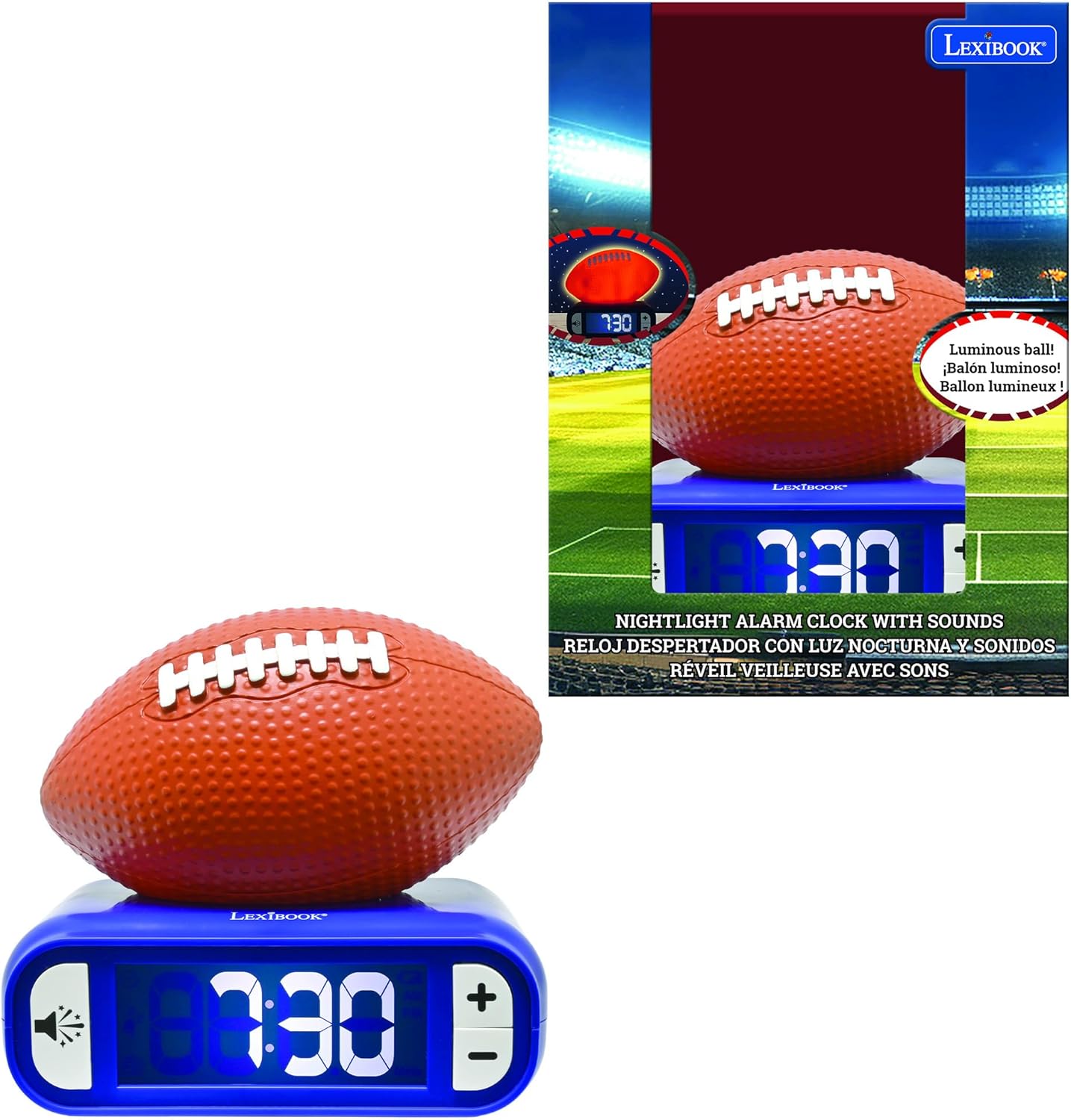 LEXiBOOK American Football Night Light Alarm Clock