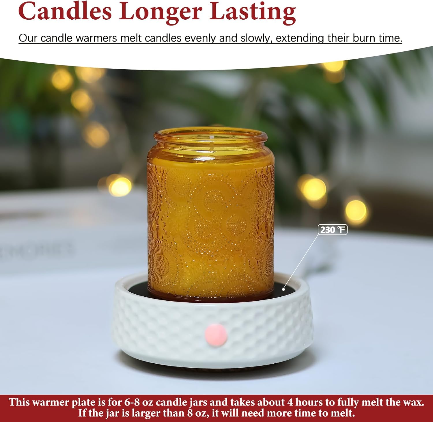 Electric Candle Warmer Plate - Ceramic Jar Candle and Mug Warmer