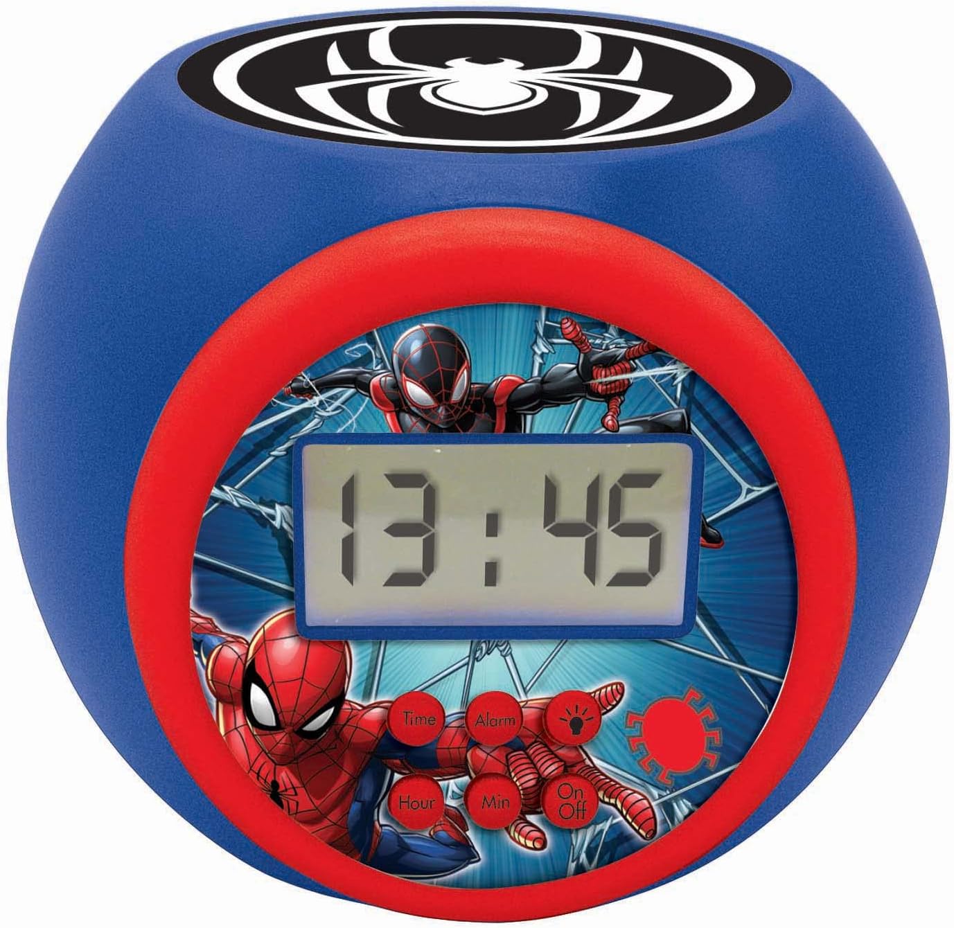 LEXiBOOK Marvel Spider-Man Projector Alarm Clock with Snooze and Night Light