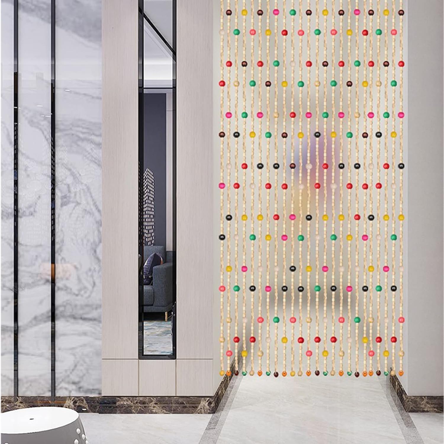 Natural Bamboo Door Beads Curtain Panel