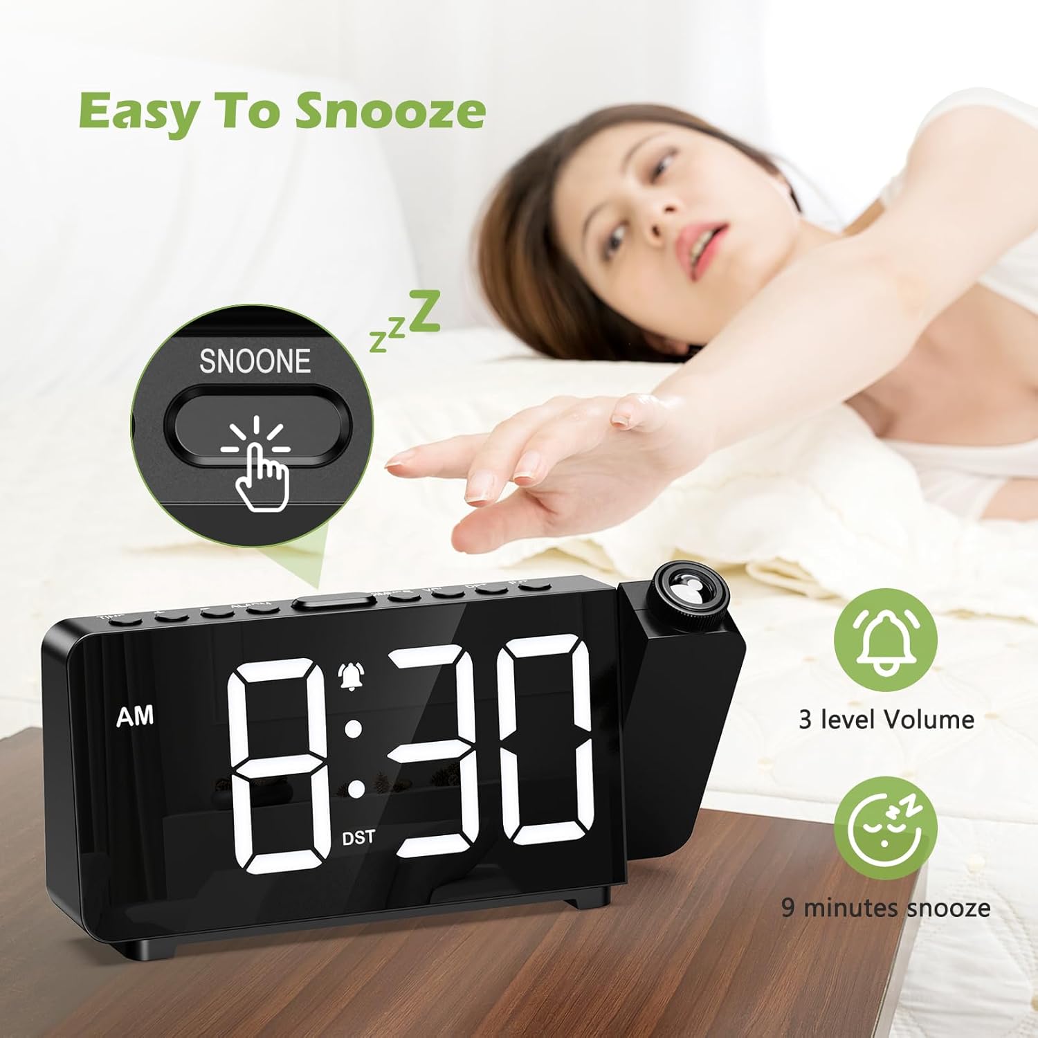 KeeKit Projection Alarm Clock with Rotatable Display