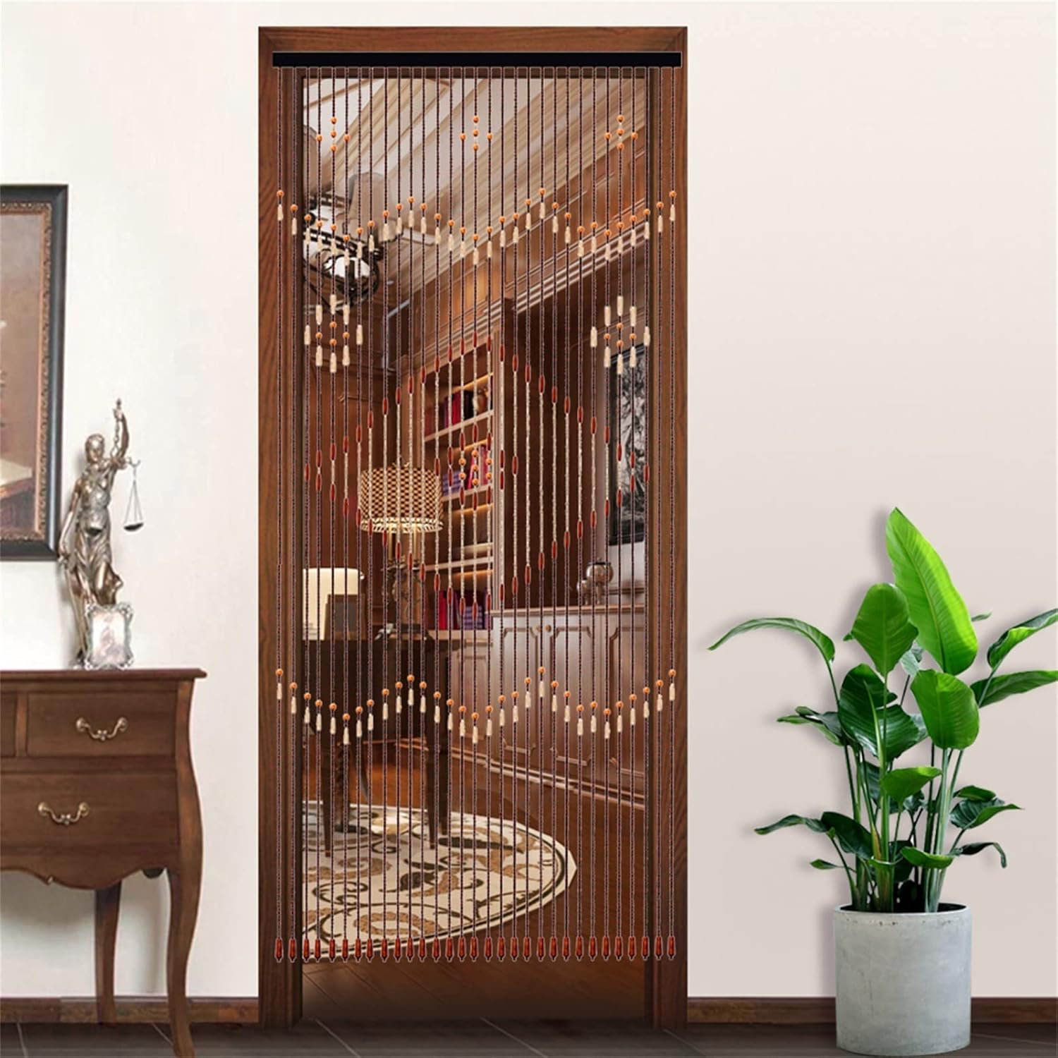 Wood Beaded Curtain with 31 Lines for Home Decor