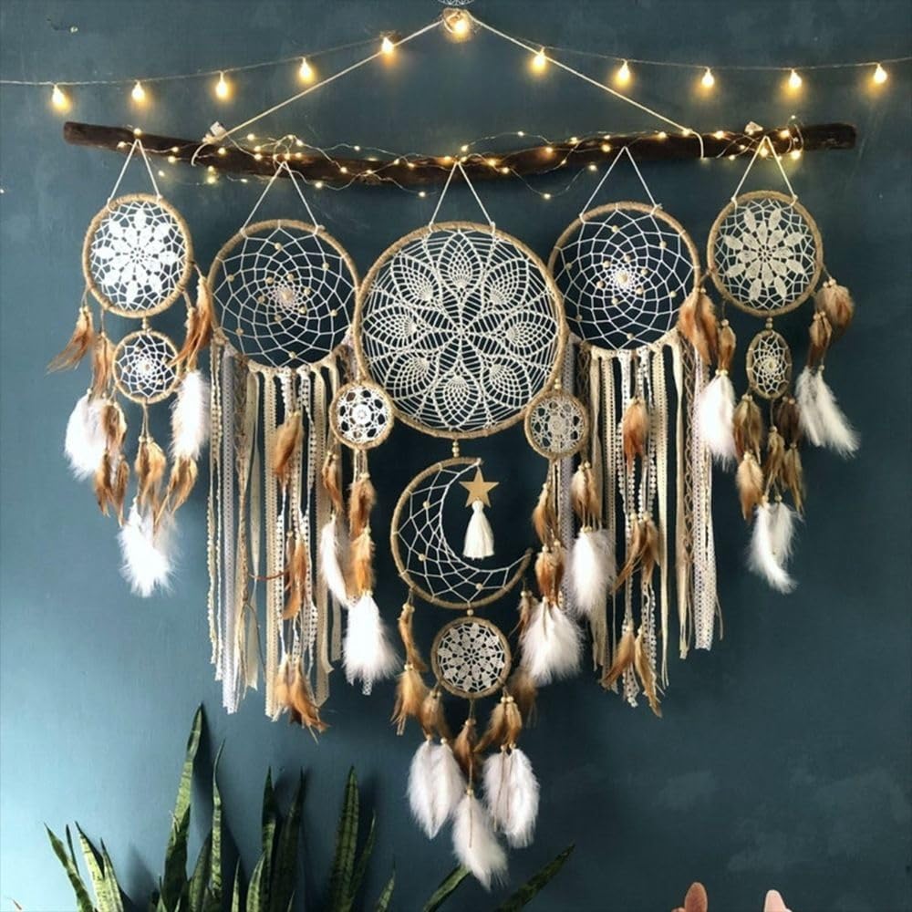 Set of 5 Boho Dream Catcher Wall Decorations