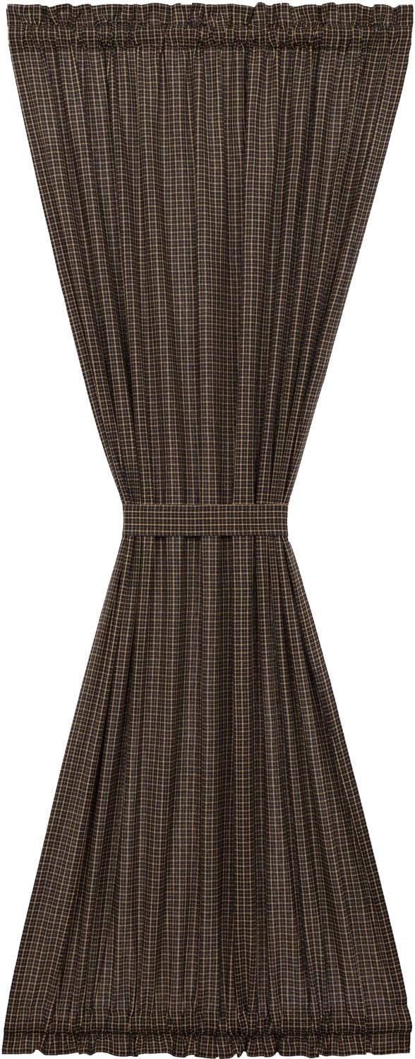 VHC Brands Classic Country Door Panel 72x40 Black Plaid