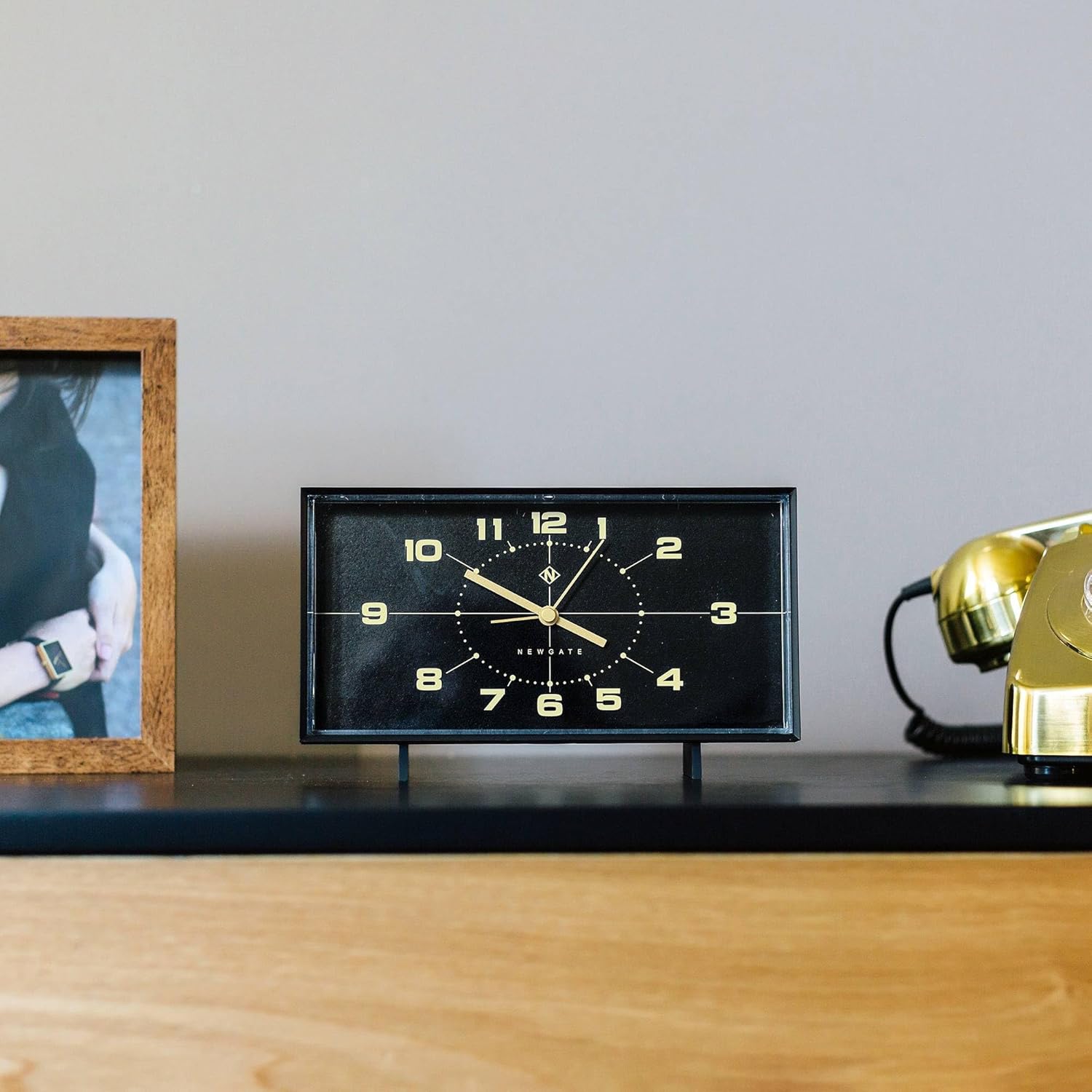 NEWGATE Wideboy Alarm Clock Rectangular Retro Black