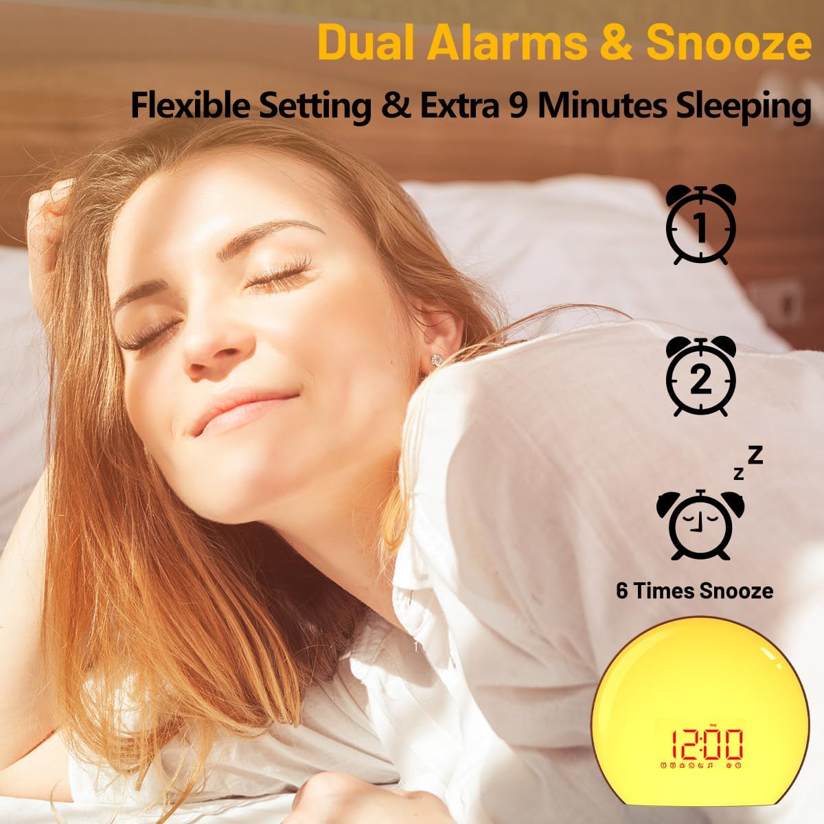 Magicteam Sunrise Alarm Clock with Night Light and Soothing Sounds
