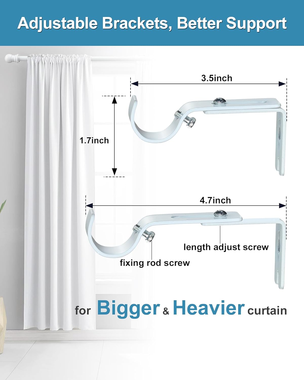 HOSKO Curtain Rod Kit 1 Inch 30-44 Inches Window