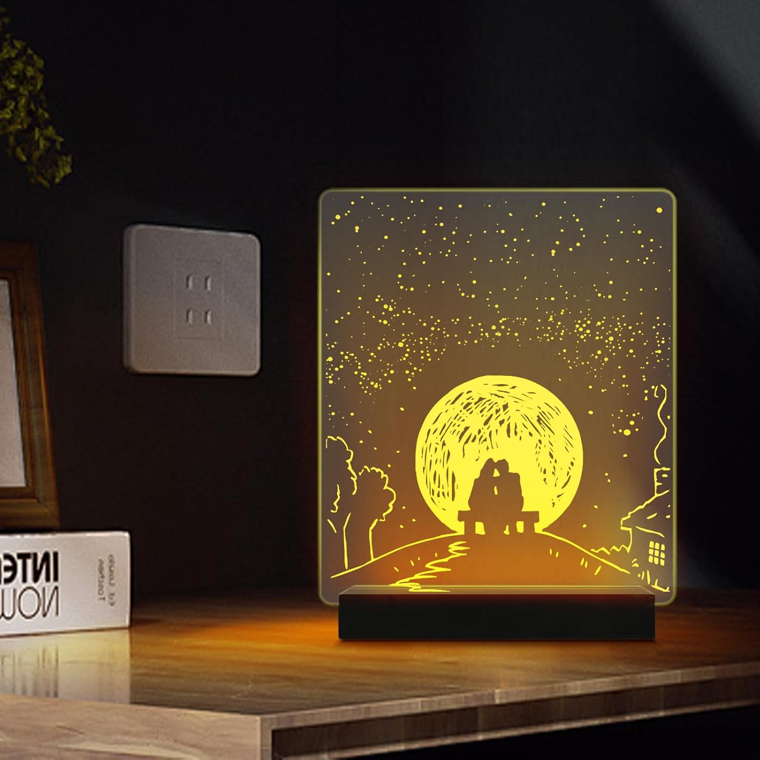 433 Rectangle Wooden LED Light Base with USB Cable 4Pcs