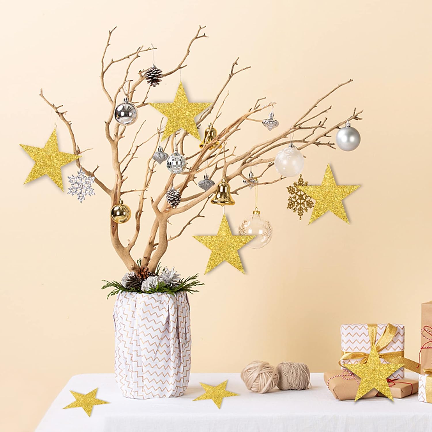 200 PCS Glitter Gold Star Cutouts for Party Decorations