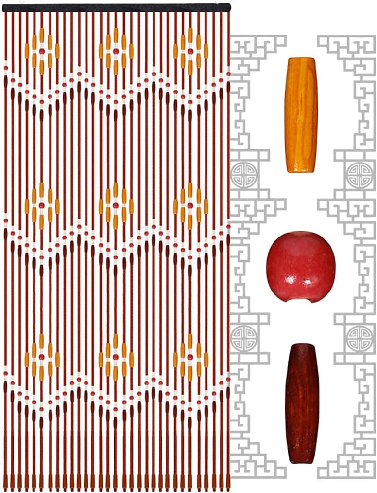 ZHOUXIAO Solid Wood Beaded Curtain 31 Strands 90x220cm