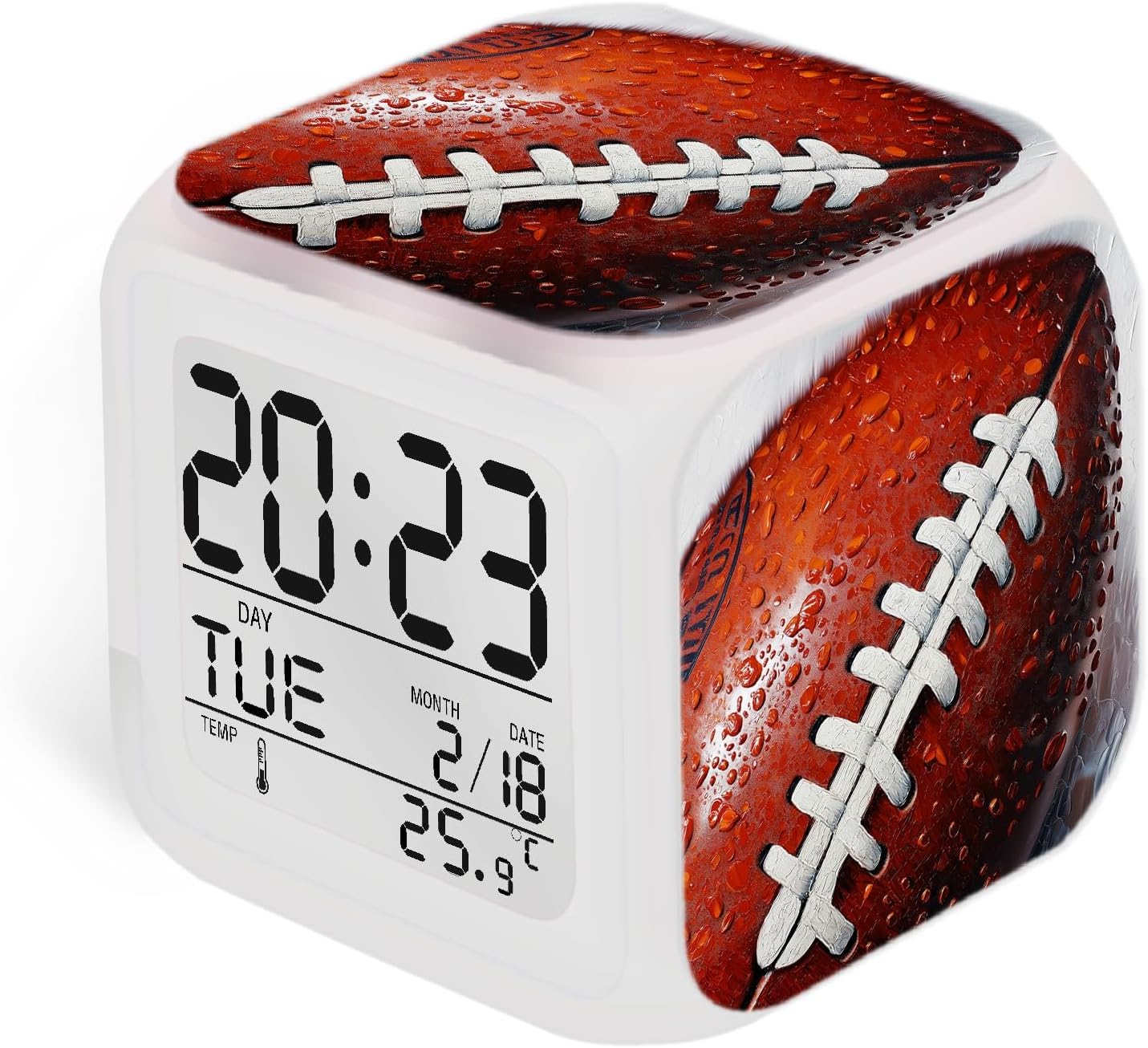 Rugby Ball Alarm Clock with LED Nightlight