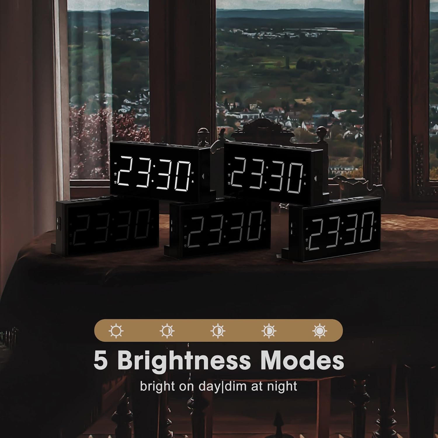 75 Inch LED Alarm Clock with Dual Alarms and USB Charging